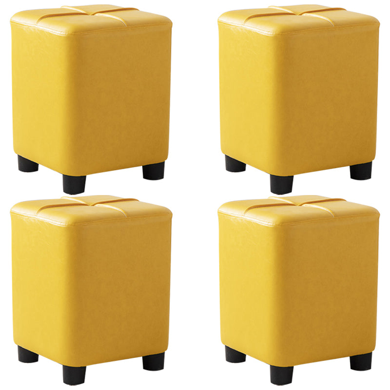Círculo de círculo otomano resistente a las manchas modernas Cubo de cuero amarillo