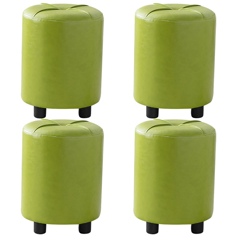 Modern Stain Resistant Ottoman Circle Shape Yellow Leather Cube