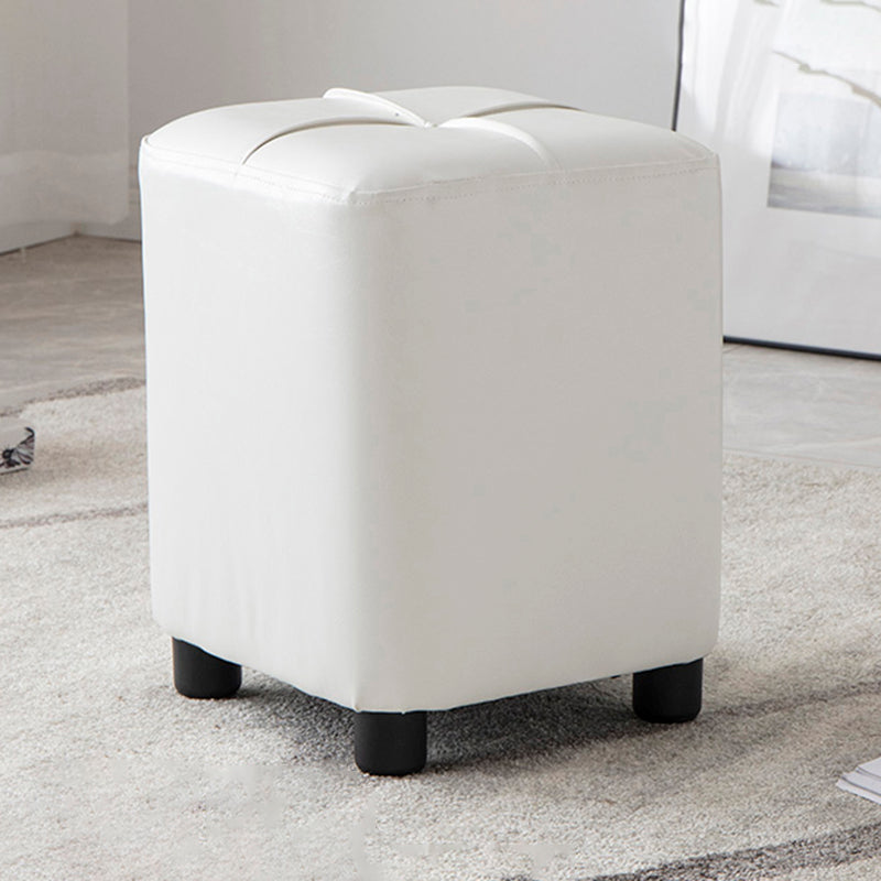 Modern Stain Resistant Ottoman Circle Shape Yellow Leather Cube