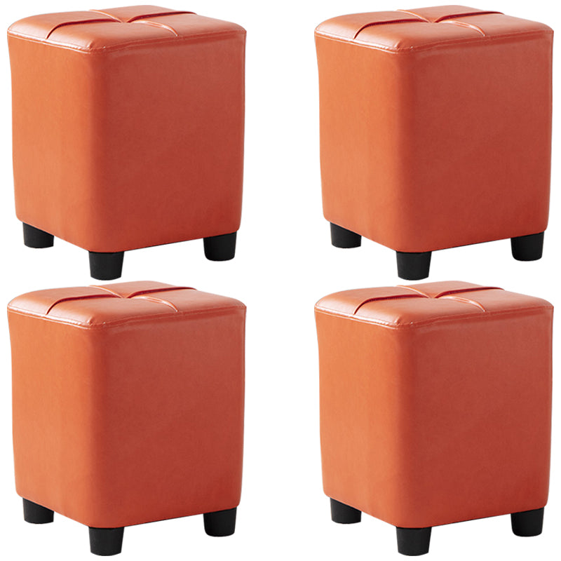 Modern Stain Resistant Ottoman Circle Shape Yellow Leather Cube