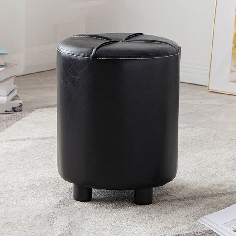 Modern Stain Resistant Ottoman Circle Shape Yellow Leather Cube