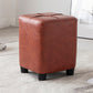 Modern Stain Resistant Ottoman Circle Shape Yellow Leather Cube