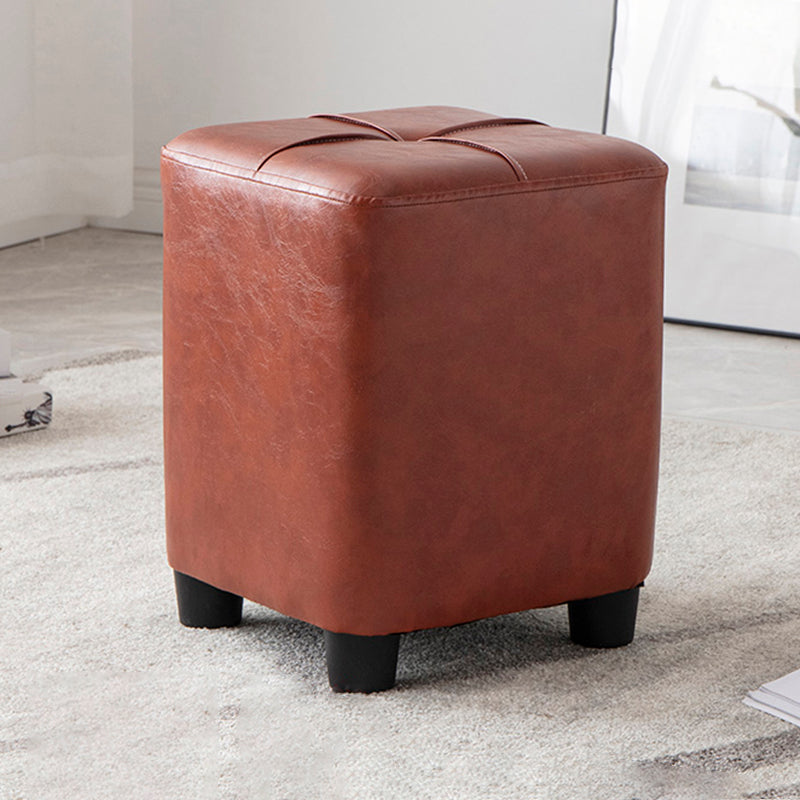 Modern Stain Resistant Ottoman Circle Shape Yellow Leather Cube