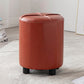 Modern Stain Resistant Ottoman Circle Shape Yellow Leather Cube