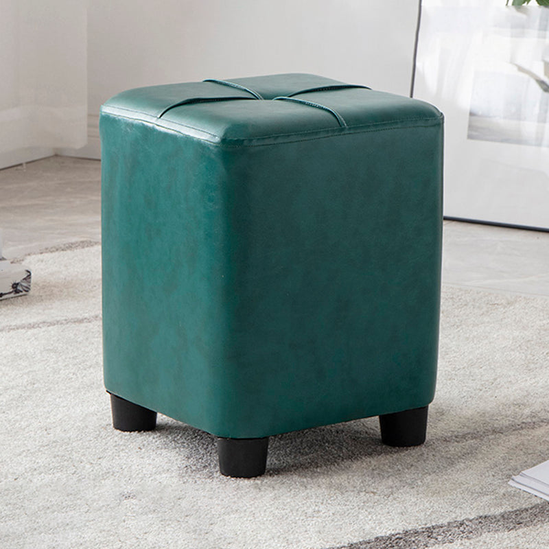Modern Stain Resistant Ottoman Circle Shape Yellow Leather Cube