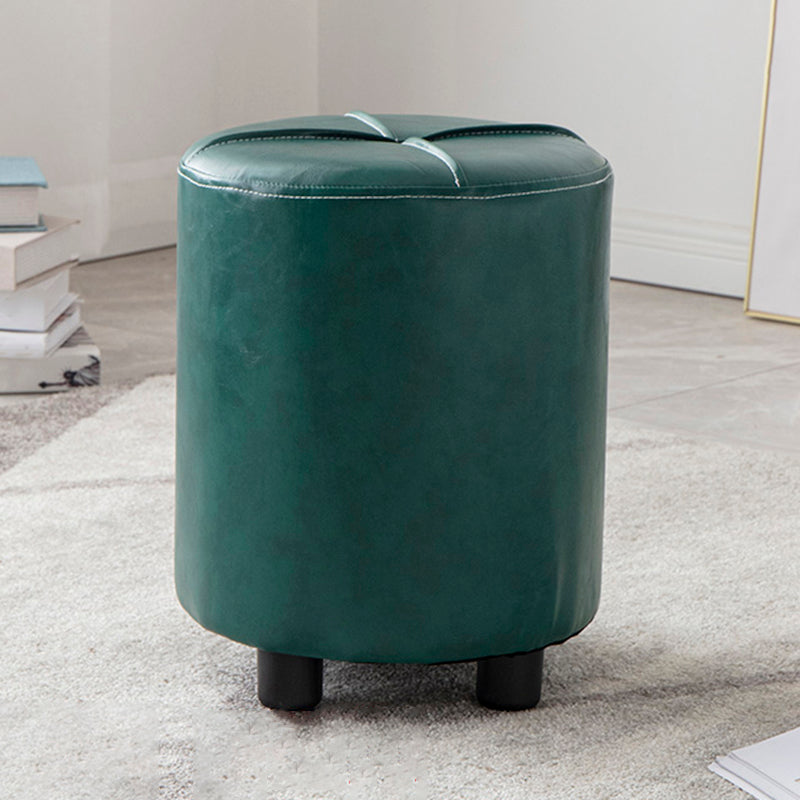 Modern Stain Resistant Ottoman Circle Shape Yellow Leather Cube