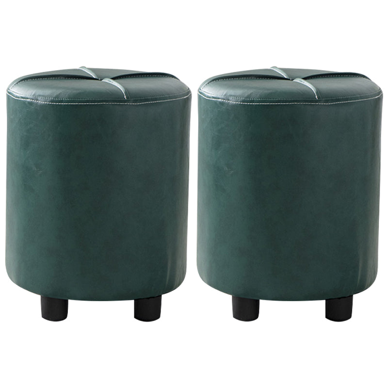 Círculo de círculo otomano resistente a las manchas modernas Cubo de cuero amarillo