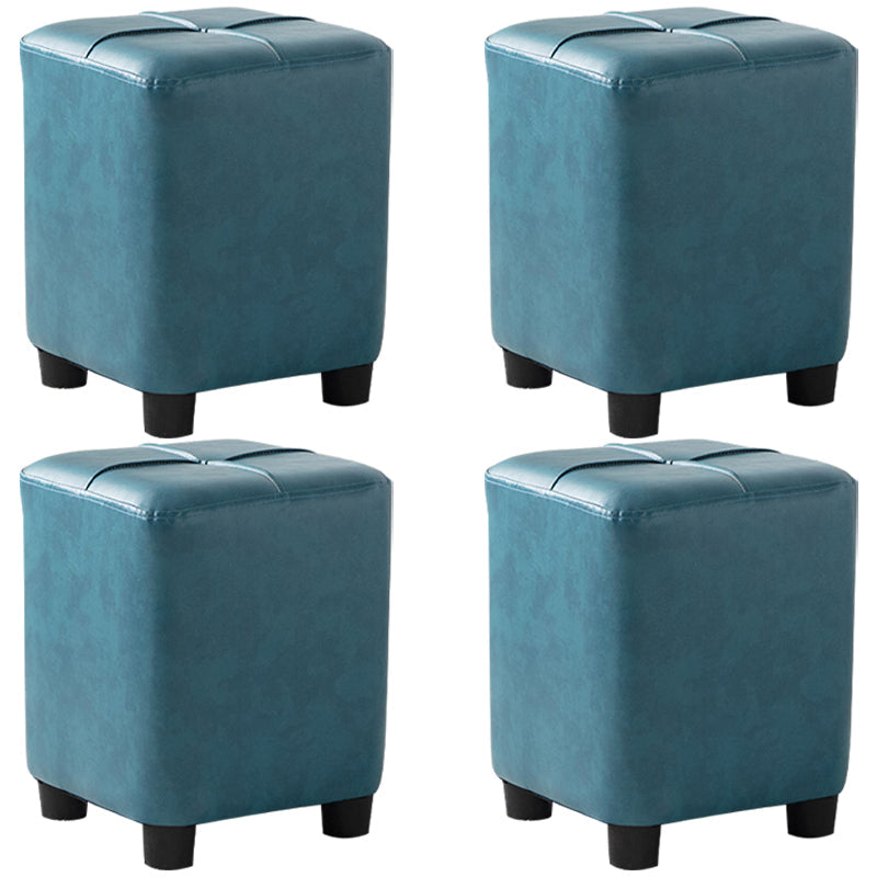 Modern Stain Resistant Ottoman Circle Shape Yellow Leather Cube