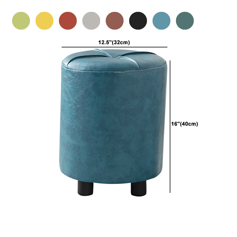 Modern Stain Resistant Ottoman Circle Shape Yellow Leather Cube