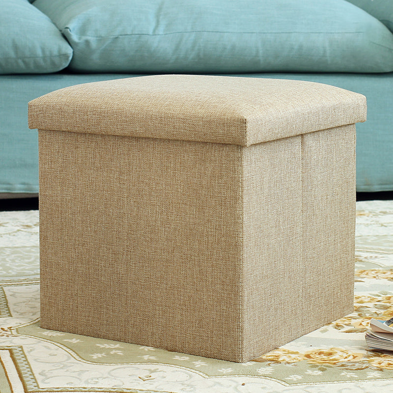 Modern Cotton Pouf Ottoman Pure Color Foldable Square Chair Ottoman with Storage Beige 1 Piece Clearhalo 'furn' 'furn_ottomans_poufs' 'Furniture' 'Living Room Furniture' 'Ottomans & Poufs' 'ottomans_poufs' 5865937