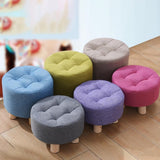 Contemporary Tear Resistant Standard Round Shape Grey Cotton Ottoman