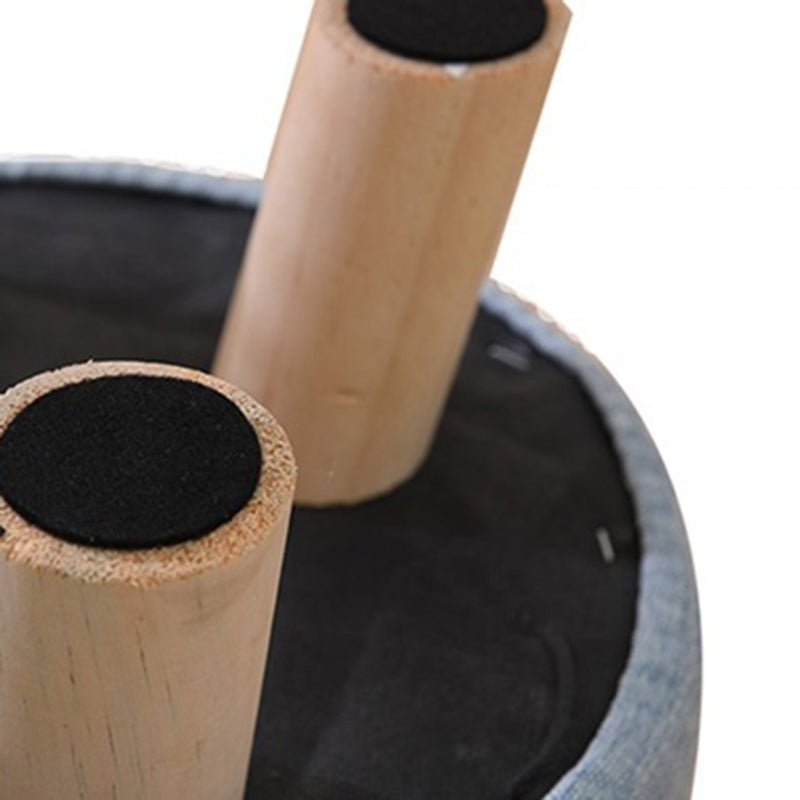 Otomana de algodón gris de algodón gris de forma redonda de forma redonda resistente a la lágrima contemporánea