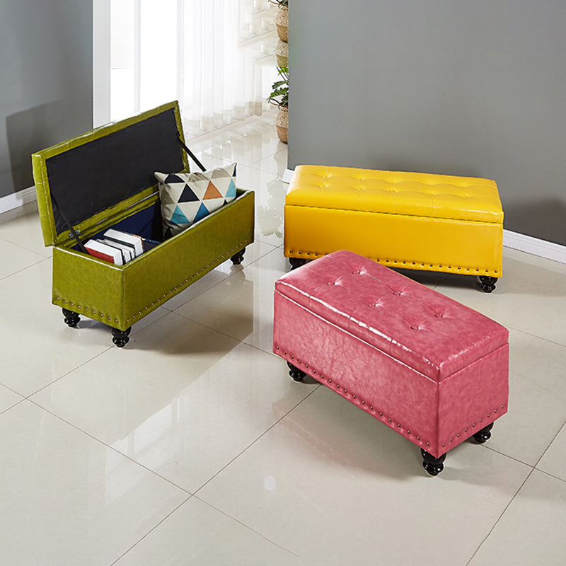 Traditional Faux Leather Ottoman Plian Tufted Nailhead Trim Rectangle Ottoman with Storage Clearhalo 'furn' 'furn_ottomans_poufs' 'Furniture' 'Living Room Furniture' 'Ottomans & Poufs' 'ottomans_poufs' 5866005