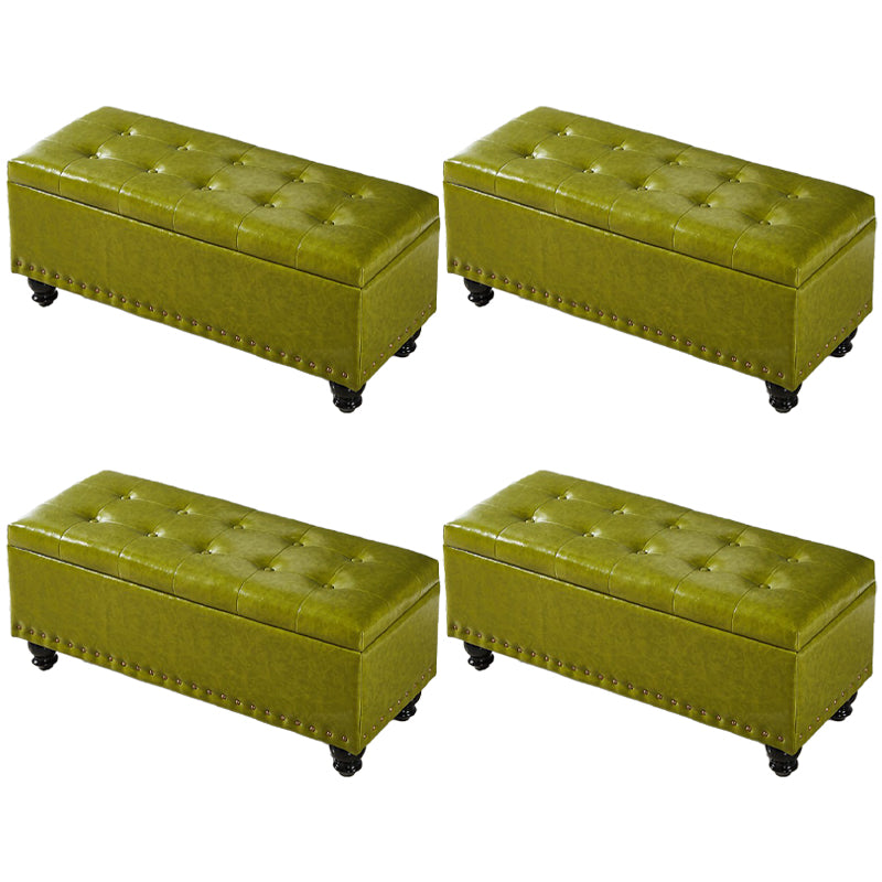 Traditional Faux Leather Ottoman Plian Tufted Nailhead Trim Rectangle Ottoman with Storage Green 4 Piece Set Clearhalo 'furn' 'furn_ottomans_poufs' 'Furniture' 'Living Room Furniture' 'Ottomans & Poufs' 'ottomans_poufs' 5866008