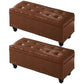 Traditional Faux Leather Ottoman Plian Tufted Nailhead Trim Rectangle Ottoman with Storage Dark Brown 2 Piece Set Clearhalo 'furn' 'furn_ottomans_poufs' 'Furniture' 'Living Room Furniture' 'Ottomans & Poufs' 'ottomans_poufs' 5866028