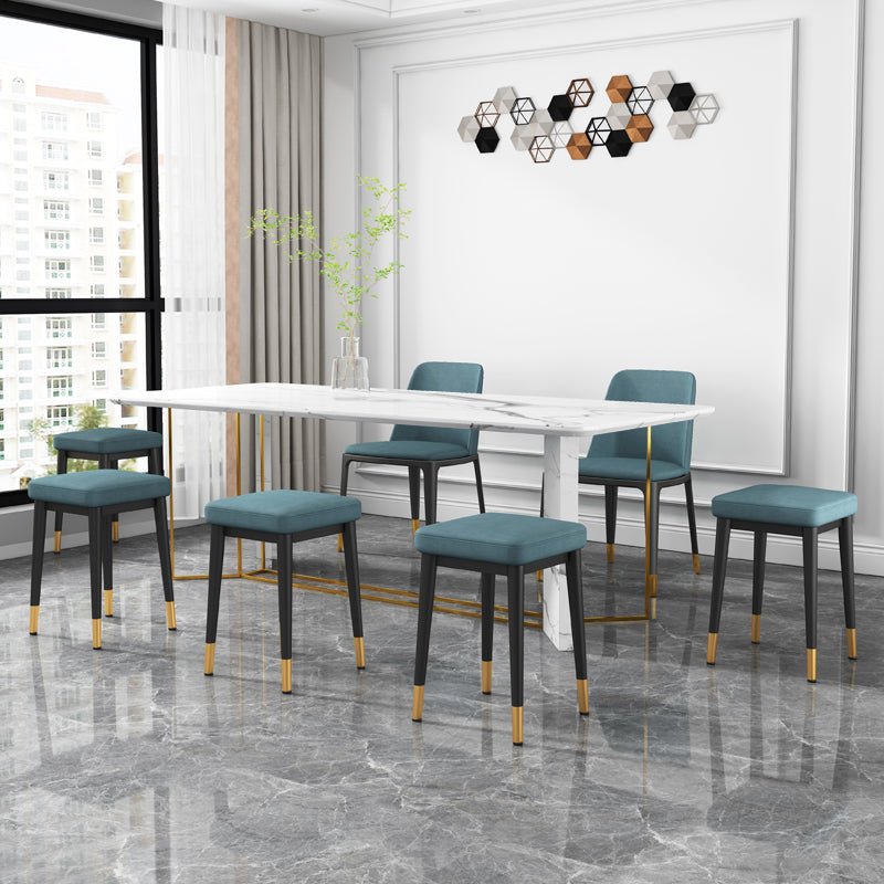 Square Footstools Ottoman Glam Solid Color Faux Leather Water Resistant Ottoman