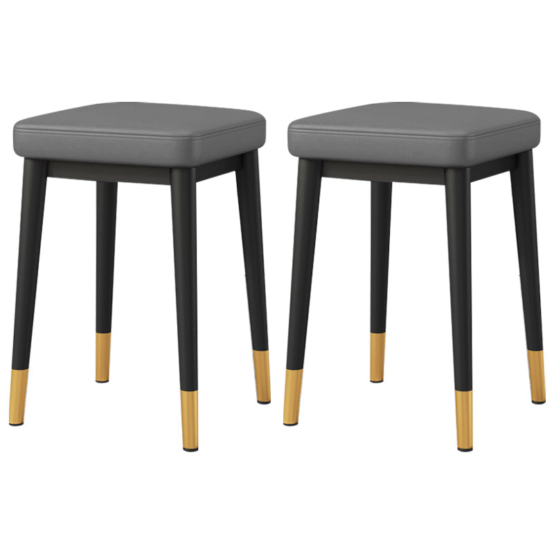 Square Footstools Ottoman Glam Solid Color Faux Leather Water Resistant Ottoman