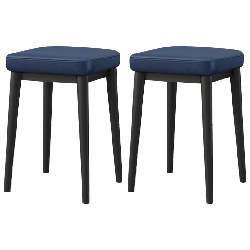 Square Footstools Ottoman Glam Solid Color Faux Leather Water Resistant Ottoman