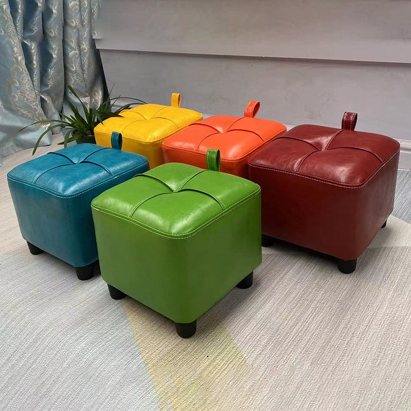 Contemporary PU Leather Pouf Chair Plain Square Tufted Water Resistant Target Pouf Clearhalo 'furn' 'furn_ottomans_poufs' 'Furniture' 'Living Room Furniture' 'Ottomans & Poufs' 'ottomans_poufs' 5866078
