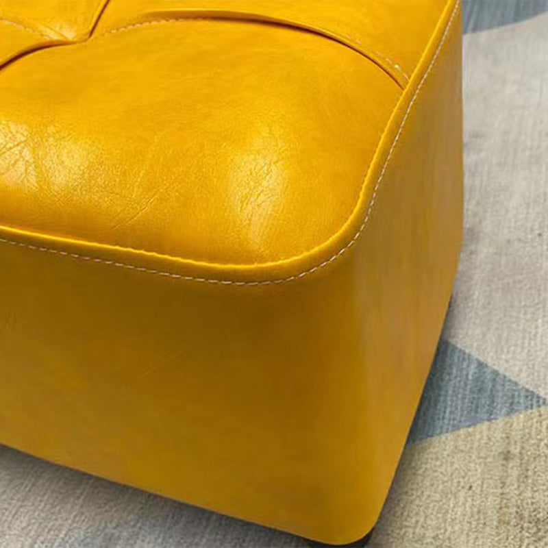Contemporary PU Leather Pouf Chair Plain Square Tufted Water Resistant Target Pouf Clearhalo 'furn' 'furn_ottomans_poufs' 'Furniture' 'Living Room Furniture' 'Ottomans & Poufs' 'ottomans_poufs' 5866090