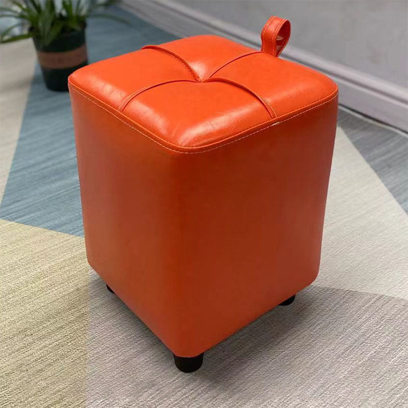 Contemporary PU Leather Pouf Chair Plain Square Tufted Water Resistant Target Pouf 11"L x 11"W x 16"H Orange 1 Piece Clearhalo 'furn' 'furn_ottomans_poufs' 'Furniture' 'Living Room Furniture' 'Ottomans & Poufs' 'ottomans_poufs' 5866101