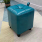 Contemporary PU Leather Pouf Chair Plain Square Tufted Water Resistant Target Pouf 11"L x 11"W x 14"H Peacock Blue 1 Piece Clearhalo 'furn' 'furn_ottomans_poufs' 'Furniture' 'Living Room Furniture' 'Ottomans & Poufs' 'ottomans_poufs' 5866116