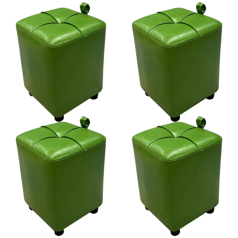 Contemporary PU Leather Pouf Chair Plain Square Tufted Water Resistant Target Pouf 11"L x 11"W x 16"H Green 4 Piece Set Clearhalo 'furn' 'furn_ottomans_poufs' 'Furniture' 'Living Room Furniture' 'Ottomans & Poufs' 'ottomans_poufs' 5866130