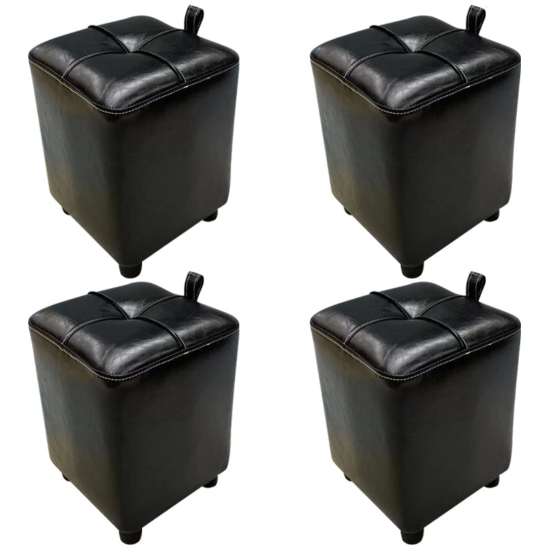 Contemporary PU Leather Pouf Chair Plain Square Tufted Water Resistant Target Pouf 11"L x 11"W x 16"H Black 4 Piece Set Clearhalo 'furn' 'furn_ottomans_poufs' 'Furniture' 'Living Room Furniture' 'Ottomans & Poufs' 'ottomans_poufs' 5866148