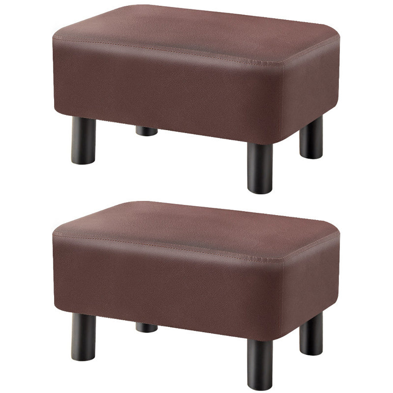 Contemporary Ottoman Faux Leather Upholstered Rectangle Ottoman Brown 2 Piece Set Clearhalo 'furn' 'furn_ottomans_poufs' 'Furniture' 'Living Room Furniture' 'Ottomans & Poufs' 'ottomans_poufs' 5866163