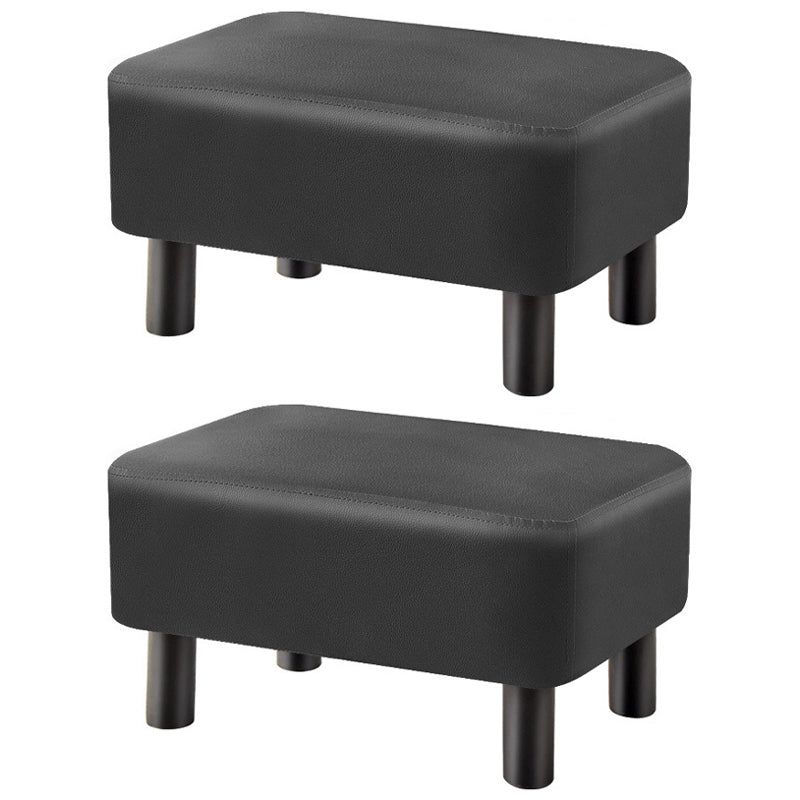 Contemporary Ottoman Faux Leather Upholstered Rectangle Ottoman Black 2 Piece Set Clearhalo 'furn' 'furn_ottomans_poufs' 'Furniture' 'Living Room Furniture' 'Ottomans & Poufs' 'ottomans_poufs' 5866176