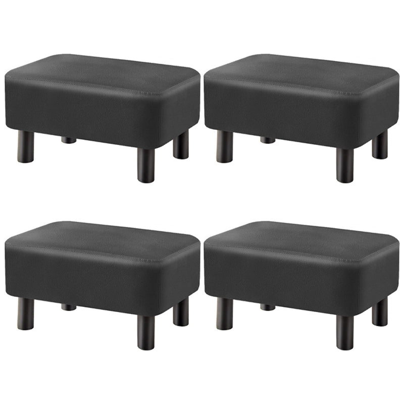 Contemporary Ottoman Faux Leather Upholstered Rectangle Ottoman Black 4 Piece Set Clearhalo 'furn' 'furn_ottomans_poufs' 'Furniture' 'Living Room Furniture' 'Ottomans & Poufs' 'ottomans_poufs' 5866177