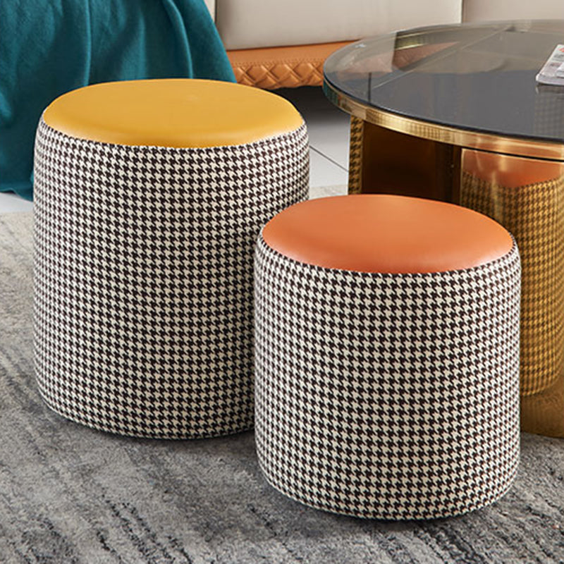 Modern Water Resistant Ottoman Circle Shape Orange Genuine Leather Cube Clearhalo 'furn' 'furn_ottomans_poufs' 'Furniture' 'Living Room Furniture' 'Ottomans & Poufs' 'ottomans_poufs' 5866189
