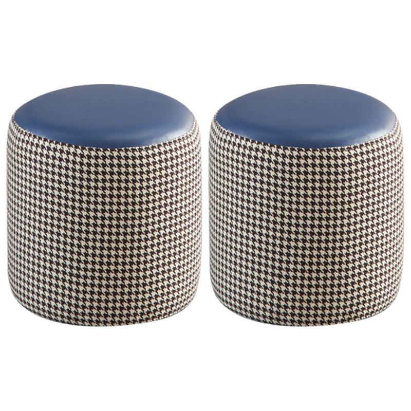 Modern Water Resistant Ottoman Circle Shape Orange Genuine Leather Cube 12.6"L x 12.6"W x 12.6"H Dark Blue 2 Piece Set Clearhalo 'furn' 'furn_ottomans_poufs' 'Furniture' 'Living Room Furniture' 'Ottomans & Poufs' 'ottomans_poufs' 5866191