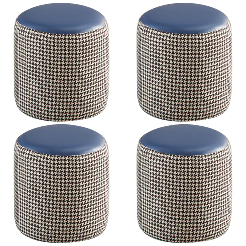 Modern Water Resistant Ottoman Circle Shape Orange Genuine Leather Cube 12.6"L x 12.6"W x 12.6"H Dark Blue 4 Piece Set Clearhalo 'furn' 'furn_ottomans_poufs' 'Furniture' 'Living Room Furniture' 'Ottomans & Poufs' 'ottomans_poufs' 5866193