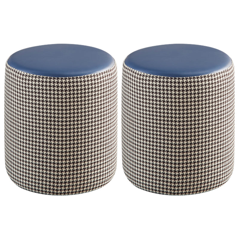 Modern Water Resistant Ottoman Circle Shape Orange Genuine Leather Cube 14"L x 14"W x 16"H Dark Blue 2 Piece Set Clearhalo 'furn' 'furn_ottomans_poufs' 'Furniture' 'Living Room Furniture' 'Ottomans & Poufs' 'ottomans_poufs' 5866198