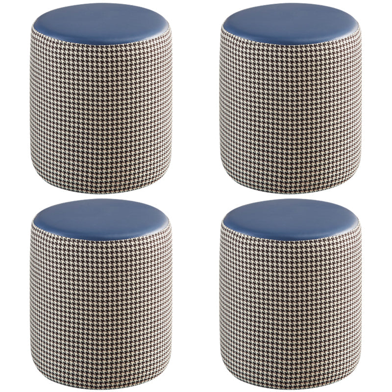 Modern Water Resistant Ottoman Circle Shape Orange Genuine Leather Cube 14"L x 14"W x 16"H Dark Blue 4 Piece Set Clearhalo 'furn' 'furn_ottomans_poufs' 'Furniture' 'Living Room Furniture' 'Ottomans & Poufs' 'ottomans_poufs' 5866200