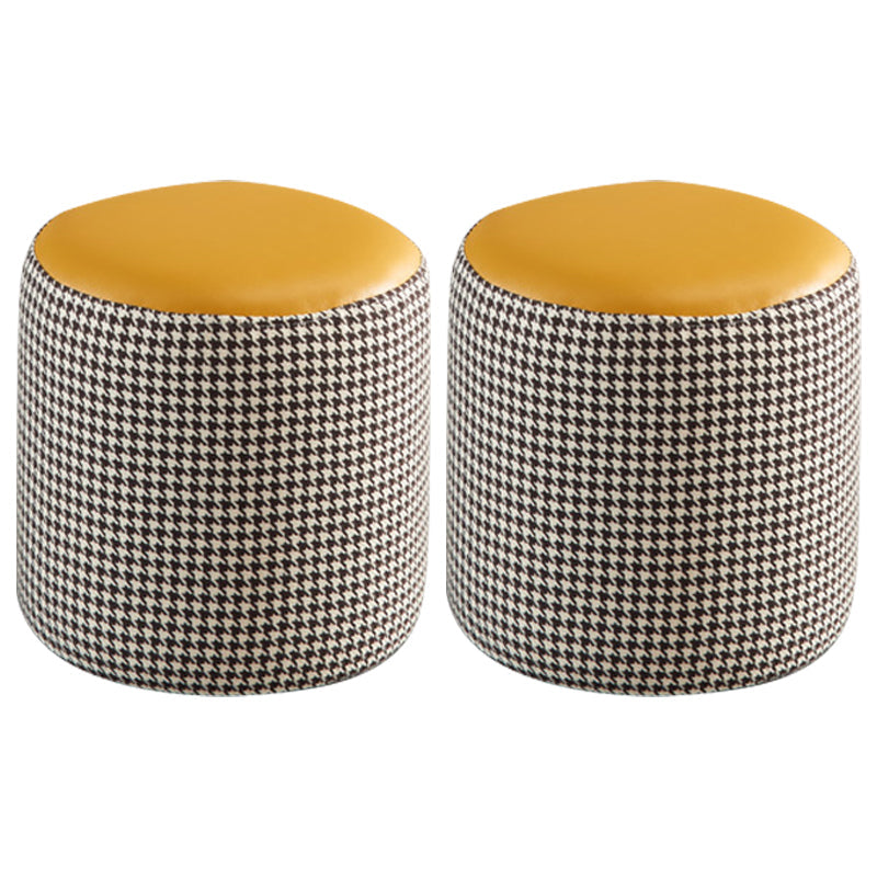 Modern Water Resistant Ottoman Circle Shape Orange Genuine Leather Cube 12.6"L x 12.6"W x 12.6"H Yellow 2 Piece Set Clearhalo 'furn' 'furn_ottomans_poufs' 'Furniture' 'Living Room Furniture' 'Ottomans & Poufs' 'ottomans_poufs' 5866204