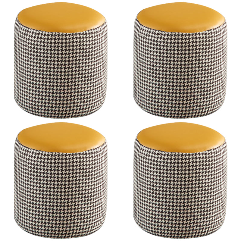 Modern Water Resistant Ottoman Circle Shape Orange Genuine Leather Cube 12.6"L x 12.6"W x 12.6"H Yellow 4 Piece Set Clearhalo 'furn' 'furn_ottomans_poufs' 'Furniture' 'Living Room Furniture' 'Ottomans & Poufs' 'ottomans_poufs' 5866205