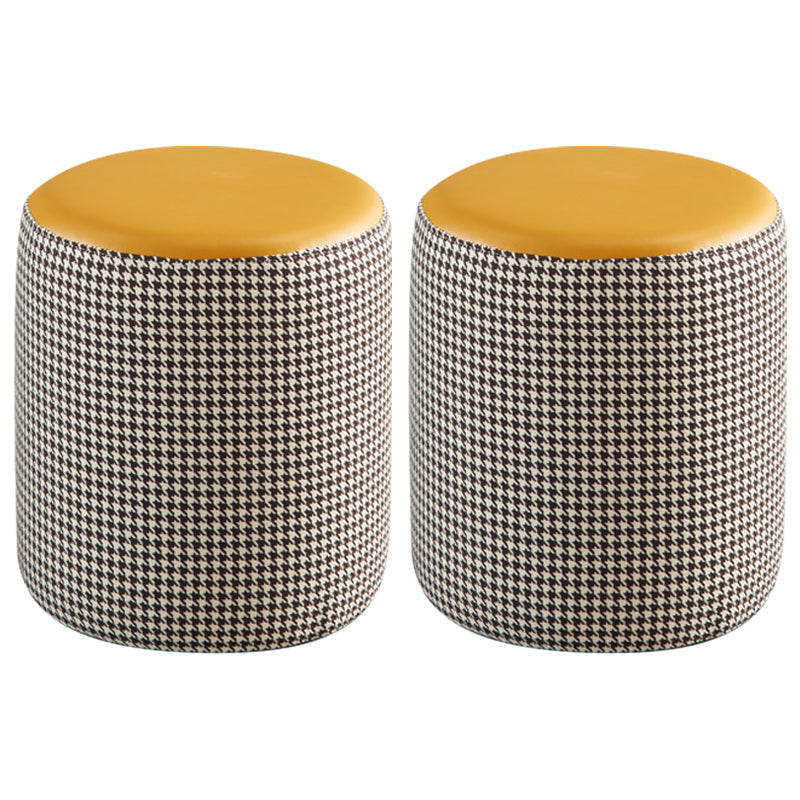 Modern Water Resistant Ottoman Circle Shape Orange Genuine Leather Cube 14"L x 14"W x 16"H Yellow 2 Piece Set Clearhalo 'furn' 'furn_ottomans_poufs' 'Furniture' 'Living Room Furniture' 'Ottomans & Poufs' 'ottomans_poufs' 5866208