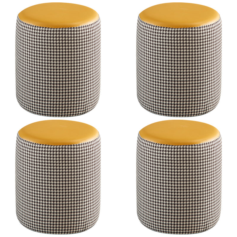 Modern Water Resistant Ottoman Circle Shape Orange Genuine Leather Cube 14"L x 14"W x 16"H Yellow 4 Piece Set Clearhalo 'furn' 'furn_ottomans_poufs' 'Furniture' 'Living Room Furniture' 'Ottomans & Poufs' 'ottomans_poufs' 5866209