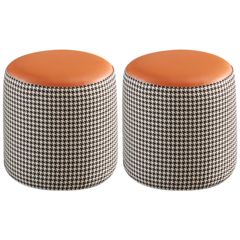 Modern Water Resistant Ottoman Circle Shape Orange Genuine Leather Cube 12.6"L x 12.6"W x 12.6"H Orange Red 2 Piece Set Clearhalo 'furn' 'furn_ottomans_poufs' 'Furniture' 'Living Room Furniture' 'Ottomans & Poufs' 'ottomans_poufs' 5866211