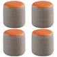 Modern Water Resistant Ottoman Circle Shape Orange Genuine Leather Cube 12.6"L x 12.6"W x 12.6"H Orange Red 4 Piece Set Clearhalo 'furn' 'furn_ottomans_poufs' 'Furniture' 'Living Room Furniture' 'Ottomans & Poufs' 'ottomans_poufs' 5866212