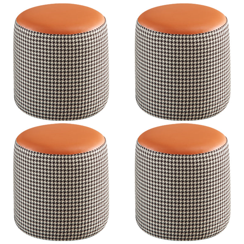 Modern Water Resistant Ottoman Circle Shape Orange Genuine Leather Cube 12.6"L x 12.6"W x 12.6"H Orange Red 4 Piece Set Clearhalo 'furn' 'furn_ottomans_poufs' 'Furniture' 'Living Room Furniture' 'Ottomans & Poufs' 'ottomans_poufs' 5866212