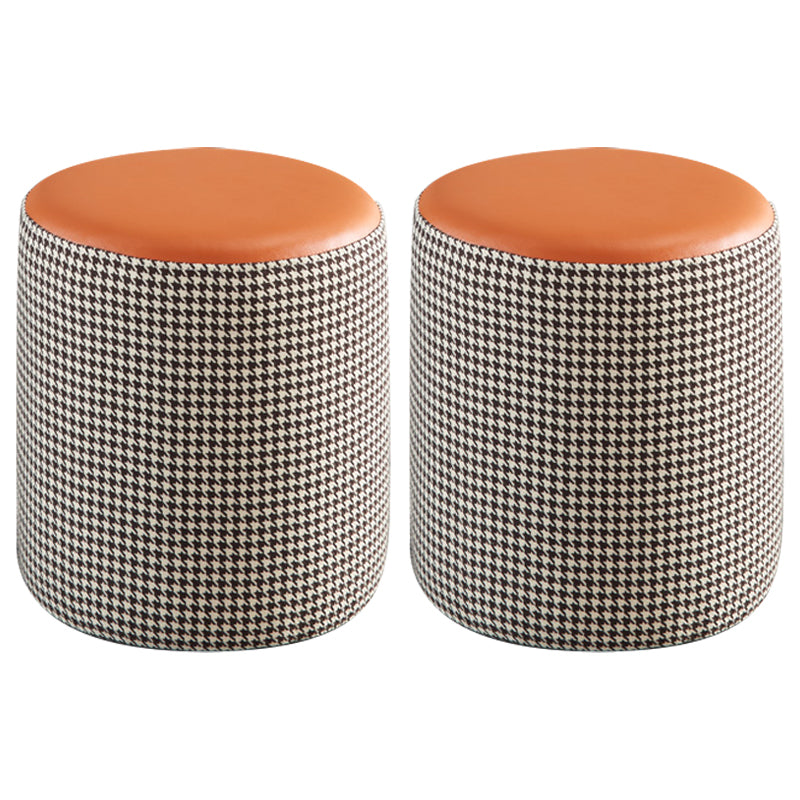 Modern Water Resistant Ottoman Circle Shape Orange Genuine Leather Cube 14"L x 14"W x 16"H Orange Red 2 Piece Set Clearhalo 'furn' 'furn_ottomans_poufs' 'Furniture' 'Living Room Furniture' 'Ottomans & Poufs' 'ottomans_poufs' 5866214