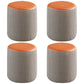 Modern Water Resistant Ottoman Circle Shape Orange Genuine Leather Cube 14"L x 14"W x 16"H Orange Red 4 Piece Set Clearhalo 'furn' 'furn_ottomans_poufs' 'Furniture' 'Living Room Furniture' 'Ottomans & Poufs' 'ottomans_poufs' 5866215