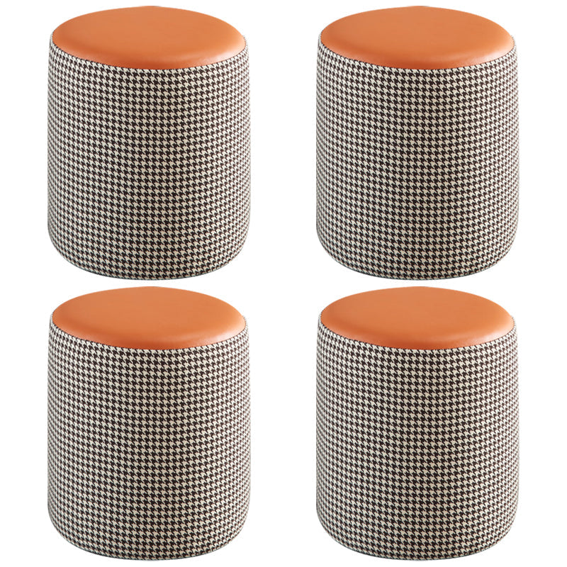 Modern Water Resistant Ottoman Circle Shape Orange Genuine Leather Cube 14"L x 14"W x 16"H Orange Red 4 Piece Set Clearhalo 'furn' 'furn_ottomans_poufs' 'Furniture' 'Living Room Furniture' 'Ottomans & Poufs' 'ottomans_poufs' 5866215