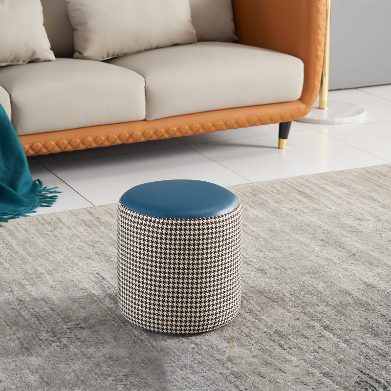 Modern Water Resistant Ottoman Circle Shape Orange Genuine Leather Cube 12.6"L x 12.6"W x 12.6"H Blue-Green 1 Piece Clearhalo 'furn' 'furn_ottomans_poufs' 'Furniture' 'Living Room Furniture' 'Ottomans & Poufs' 'ottomans_poufs' 5866216