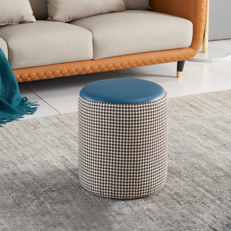 Modern Water Resistant Ottoman Circle Shape Orange Genuine Leather Cube 14"L x 14"W x 16"H Blue-Green 1 Piece Clearhalo 'furn' 'furn_ottomans_poufs' 'Furniture' 'Living Room Furniture' 'Ottomans & Poufs' 'ottomans_poufs' 5866219