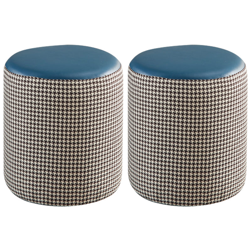 Modern Water Resistant Ottoman Circle Shape Orange Genuine Leather Cube 14"L x 14"W x 16"H Blue-Green 2 Piece Set Clearhalo 'furn' 'furn_ottomans_poufs' 'Furniture' 'Living Room Furniture' 'Ottomans & Poufs' 'ottomans_poufs' 5866220