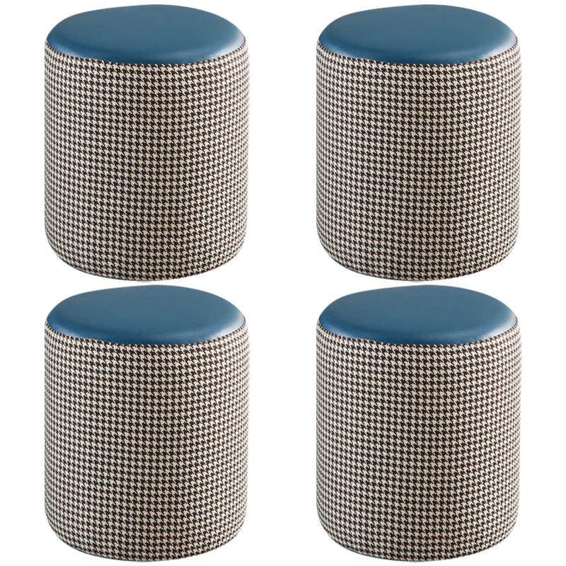 Modern Water Resistant Ottoman Circle Shape Orange Genuine Leather Cube 14"L x 14"W x 16"H Blue-Green 4 Piece Set Clearhalo 'furn' 'furn_ottomans_poufs' 'Furniture' 'Living Room Furniture' 'Ottomans & Poufs' 'ottomans_poufs' 5866221